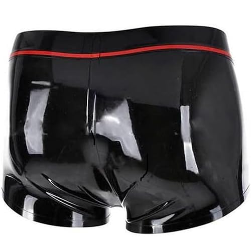 Red and Blue Men's Latex Boxer Shorts,Latex Underwear with Cock Hole