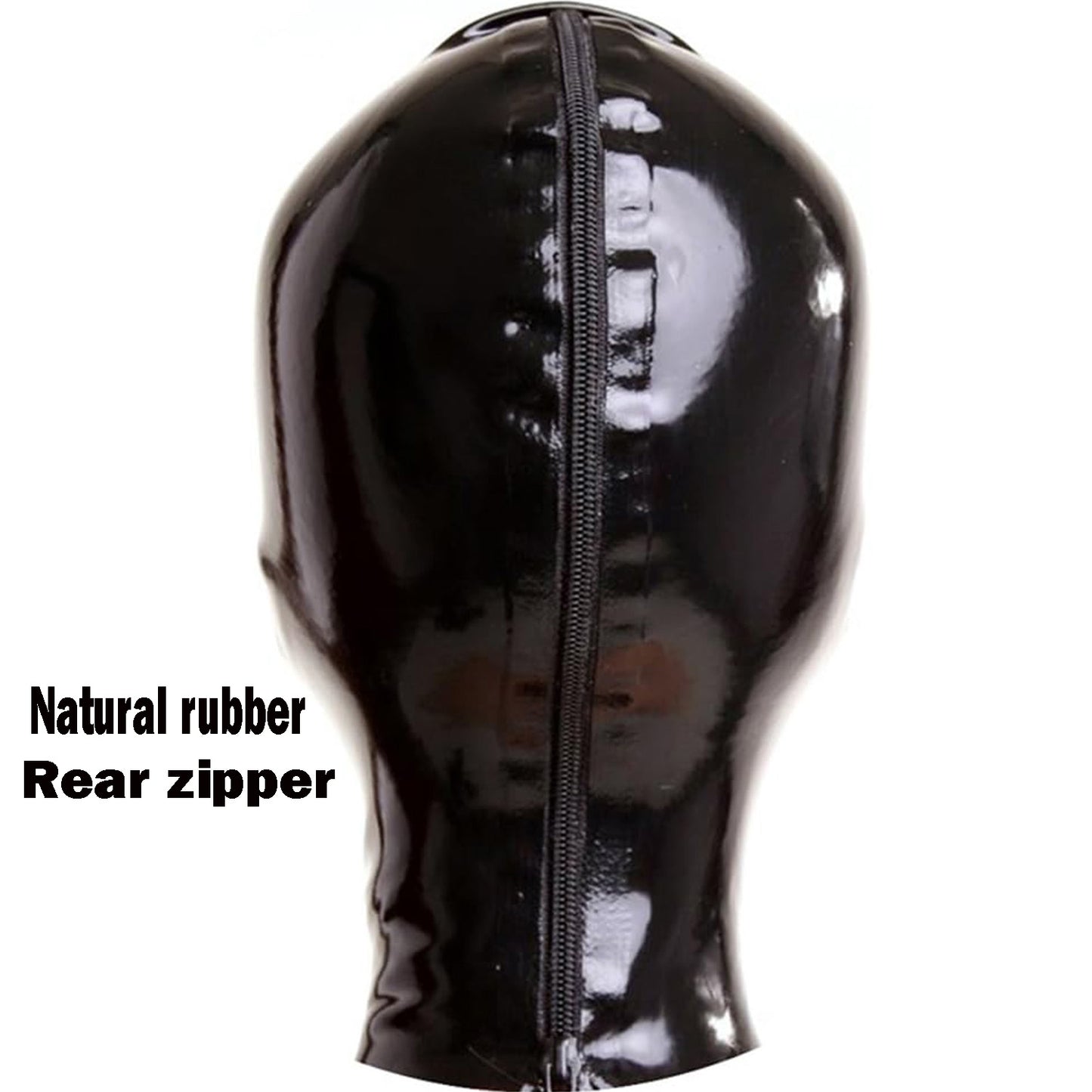 Black Latex Hood Mask,Full Face Latex Masks with Open Nose Only