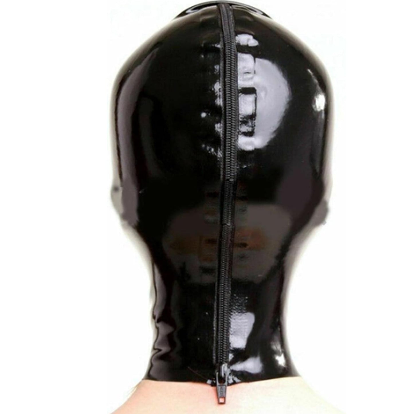 Women Black Latex Mask With Double Ponytail Wig