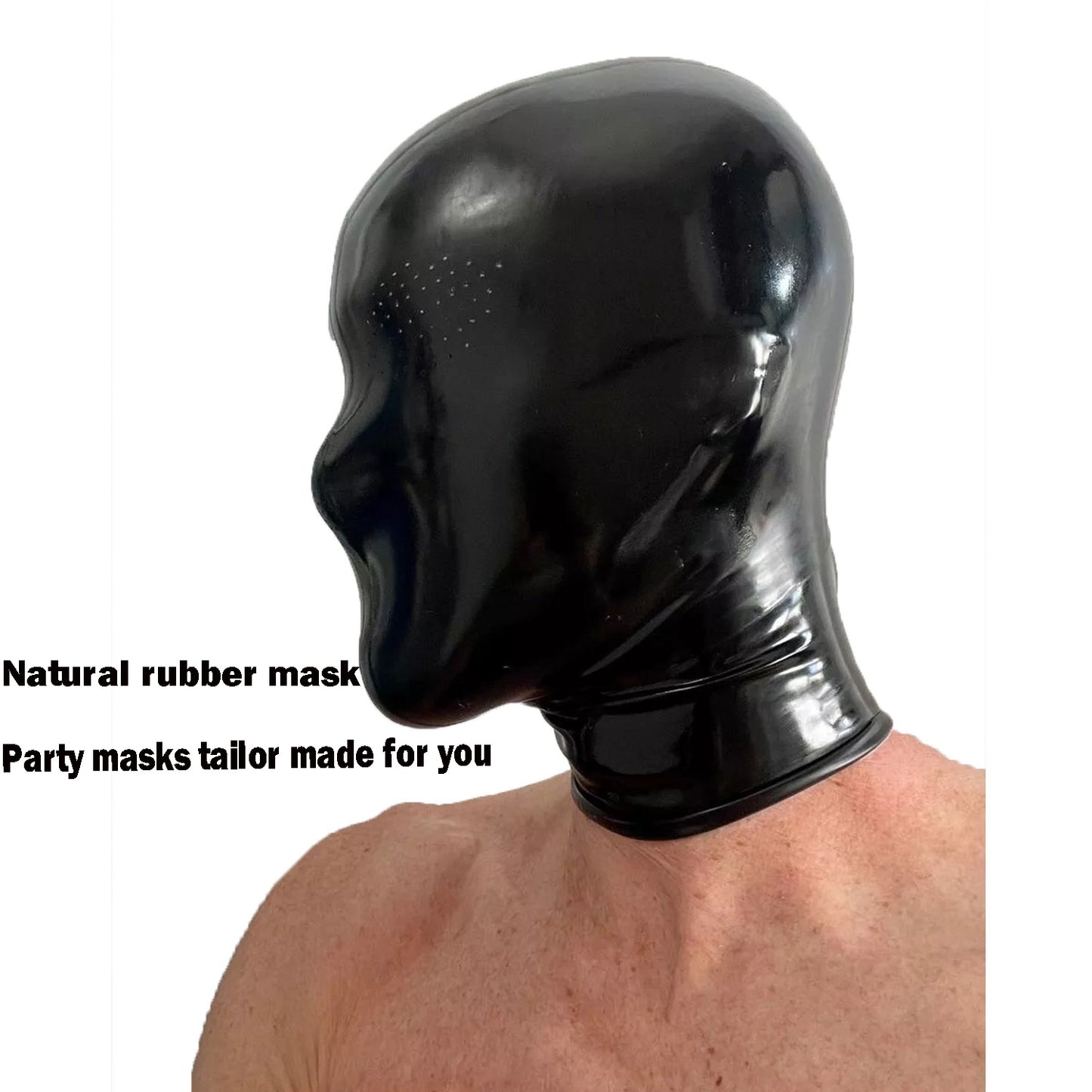 Handmade Rubber Mask,Black Full Face Latex Hood Mask