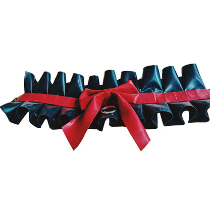 Black and Red Latex Rubber Lace Ruffled Neck Collar,Handmade Natural Rubber Collar for Women