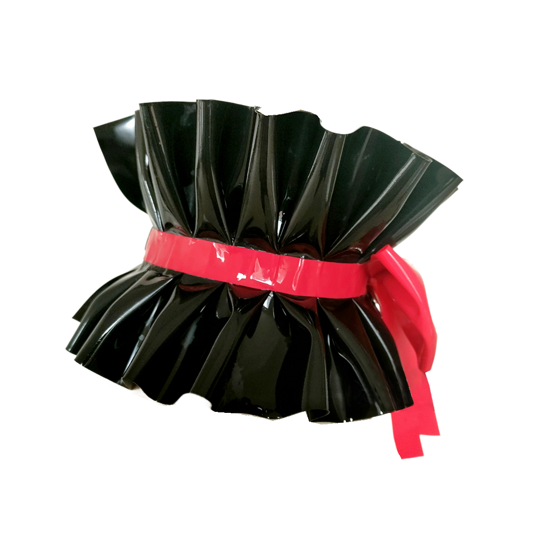 Black and Red Latex Rubber Lace Ruffled Neck Collar,Handmade Natural Rubber Collar for Women