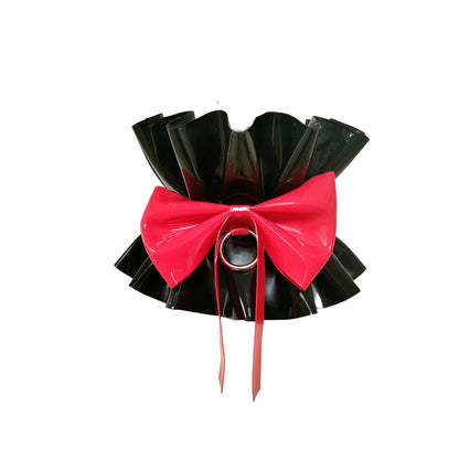 Black and Red Latex Rubber Lace Ruffled Neck Collar,Handmade Natural Rubber Collar for Women