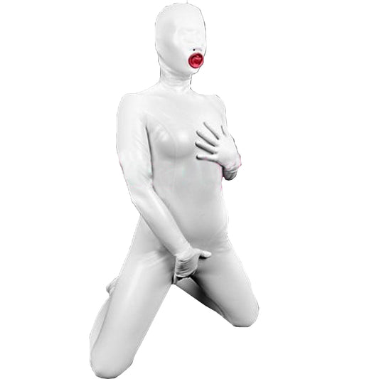 White Women Sexy Latex Bodysuit