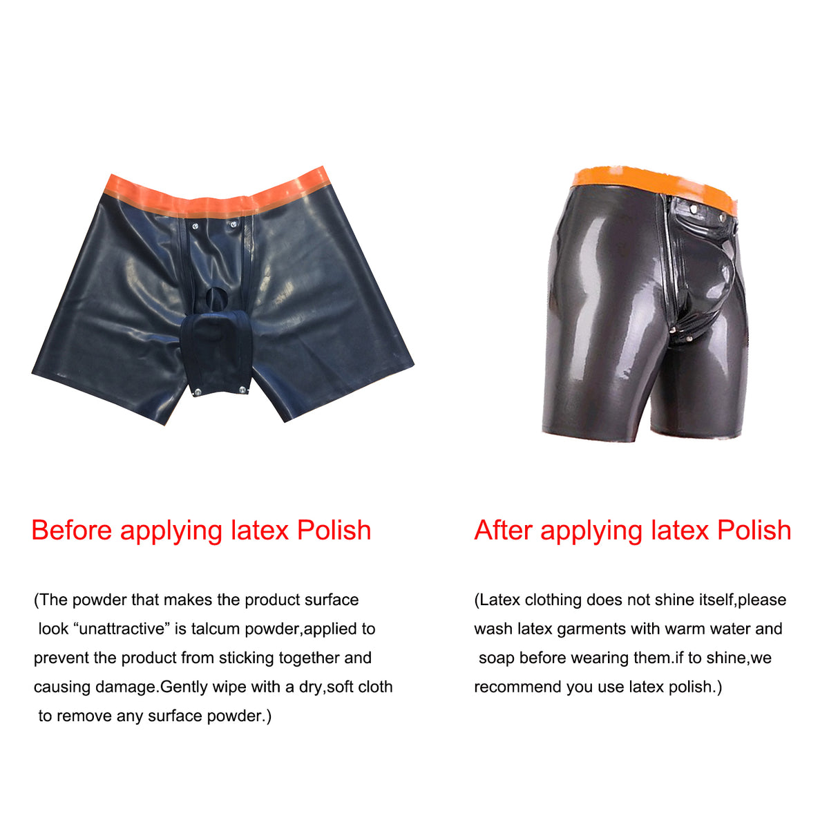 Men's Metal Black Latex Boxer Briefs, Handcrafted with Removable Gusset