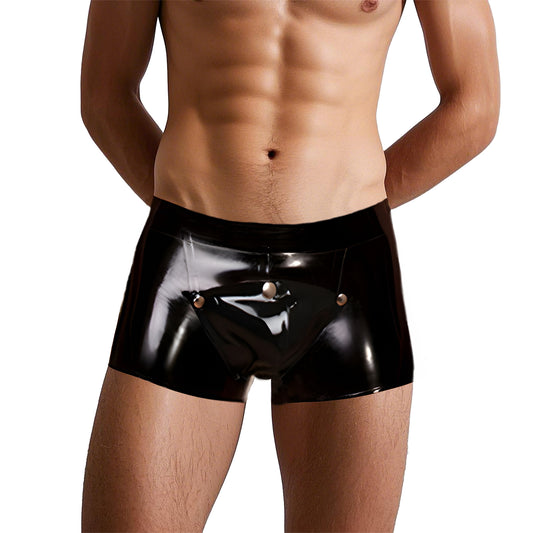 Men Handcrafted Latex Boxer Shorts With Crotch Panel