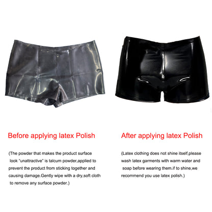 Men Black Flat Crotch Latex Boxer Shorts