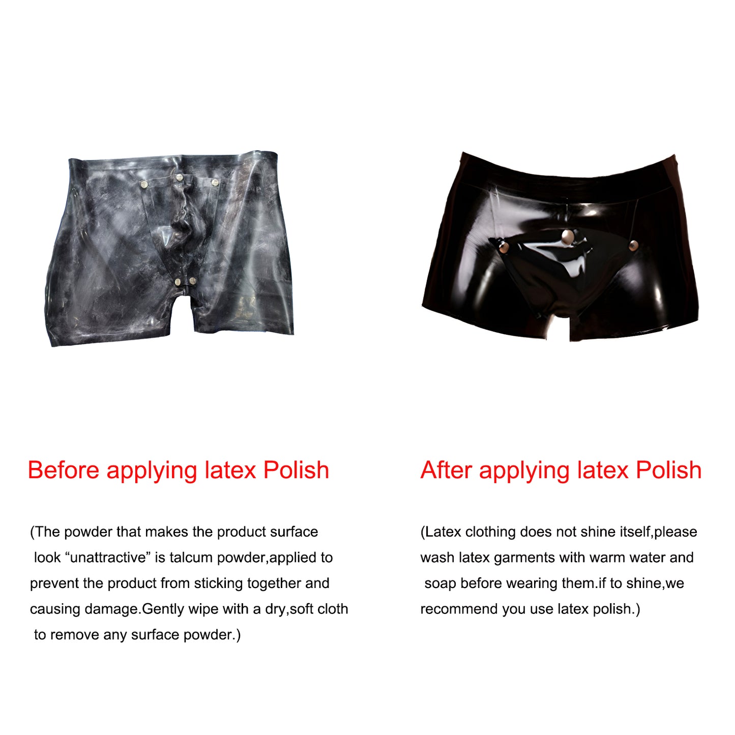 Men Handcrafted Latex Boxer Shorts With Crotch Panel