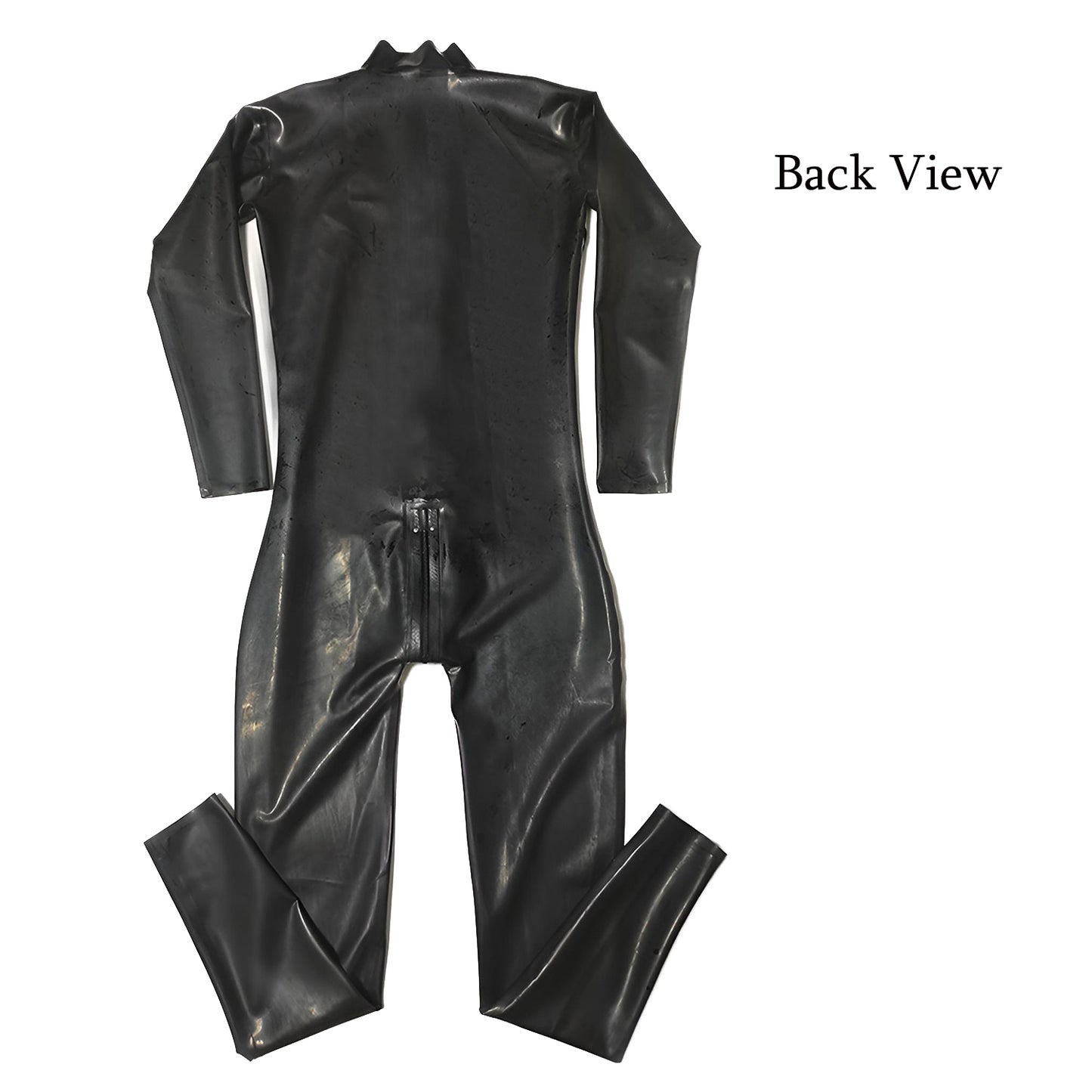 Men Black Front Zip Latex Catsuit Bodysuit