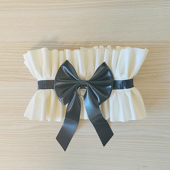 Women Handmade Black White Latex Collar Lace Ruffled Neck Choker