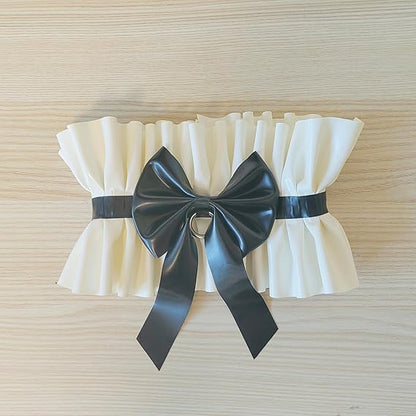 Women Handmade Black White Latex Collar Lace Ruffled Neck Choker