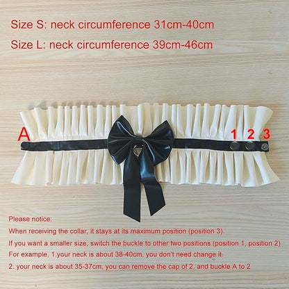 Women Handmade Black White Latex Collar Lace Ruffled Neck Choker