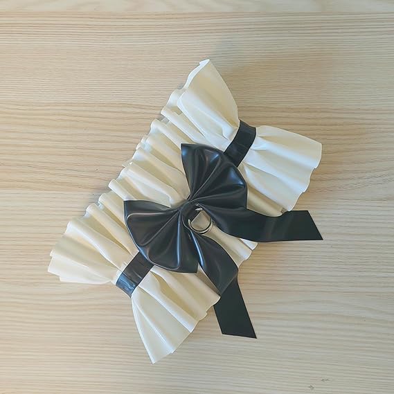 Women Handmade Black White Latex Collar Lace Ruffled Neck Choker
