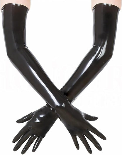 Unisex Black Latex Long Gloves