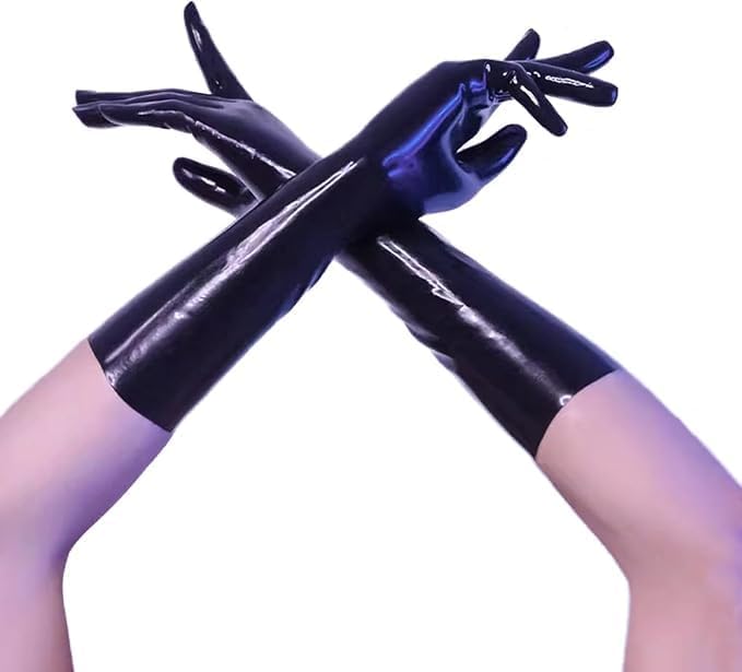 Unisex Black Latex Short Gloves