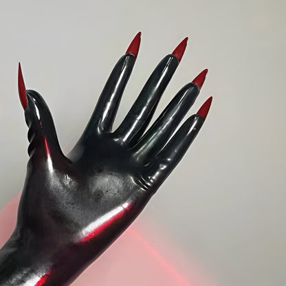 Unisex Black Latex Short Gloves With Nails