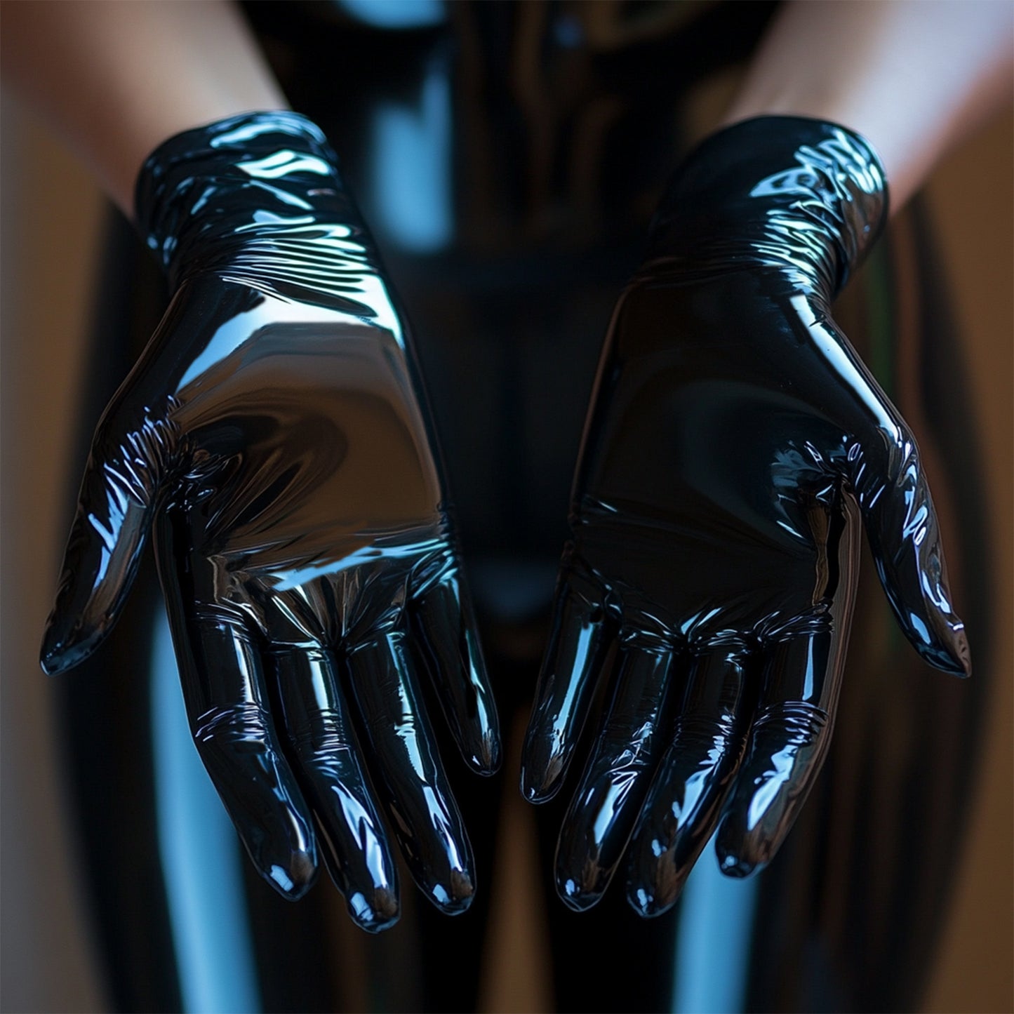 Unisex Black Latex Short Gloves