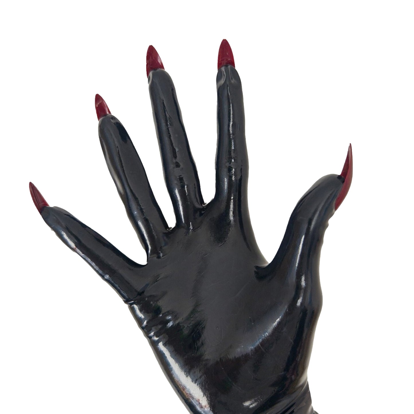 Unisex Black Latex Short Gloves With Nails