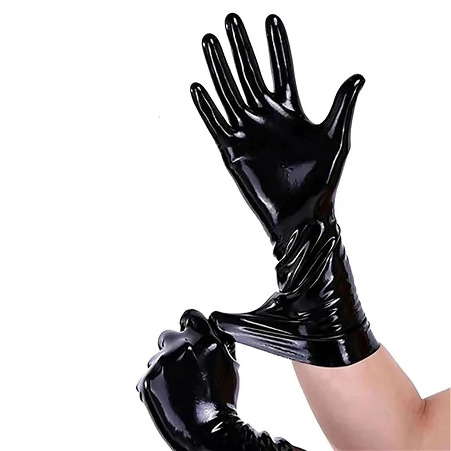 Unisex Black Latex Short Gloves