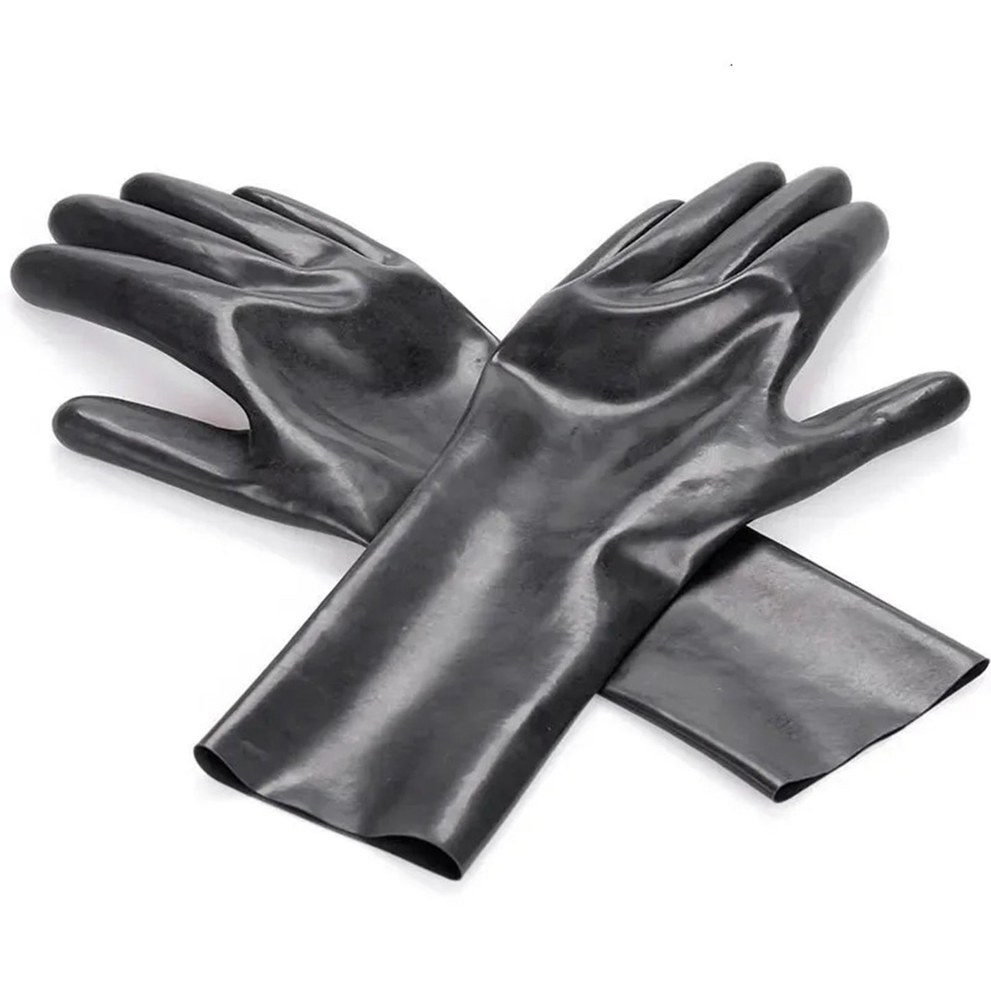 Unisex Black Latex Short Gloves