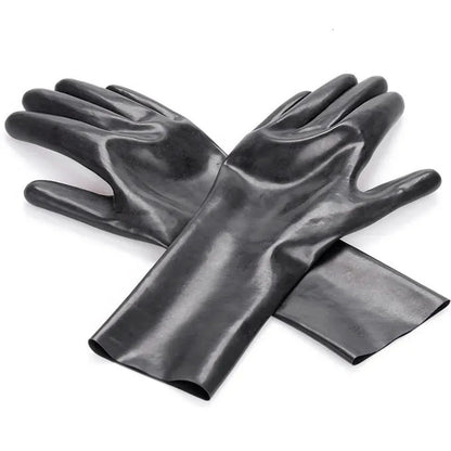 Unisex Black Latex Short Gloves