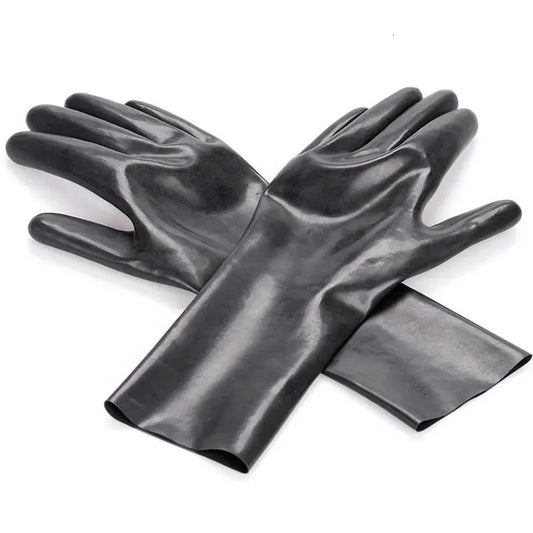 Unisex Black Latex Short Gloves
