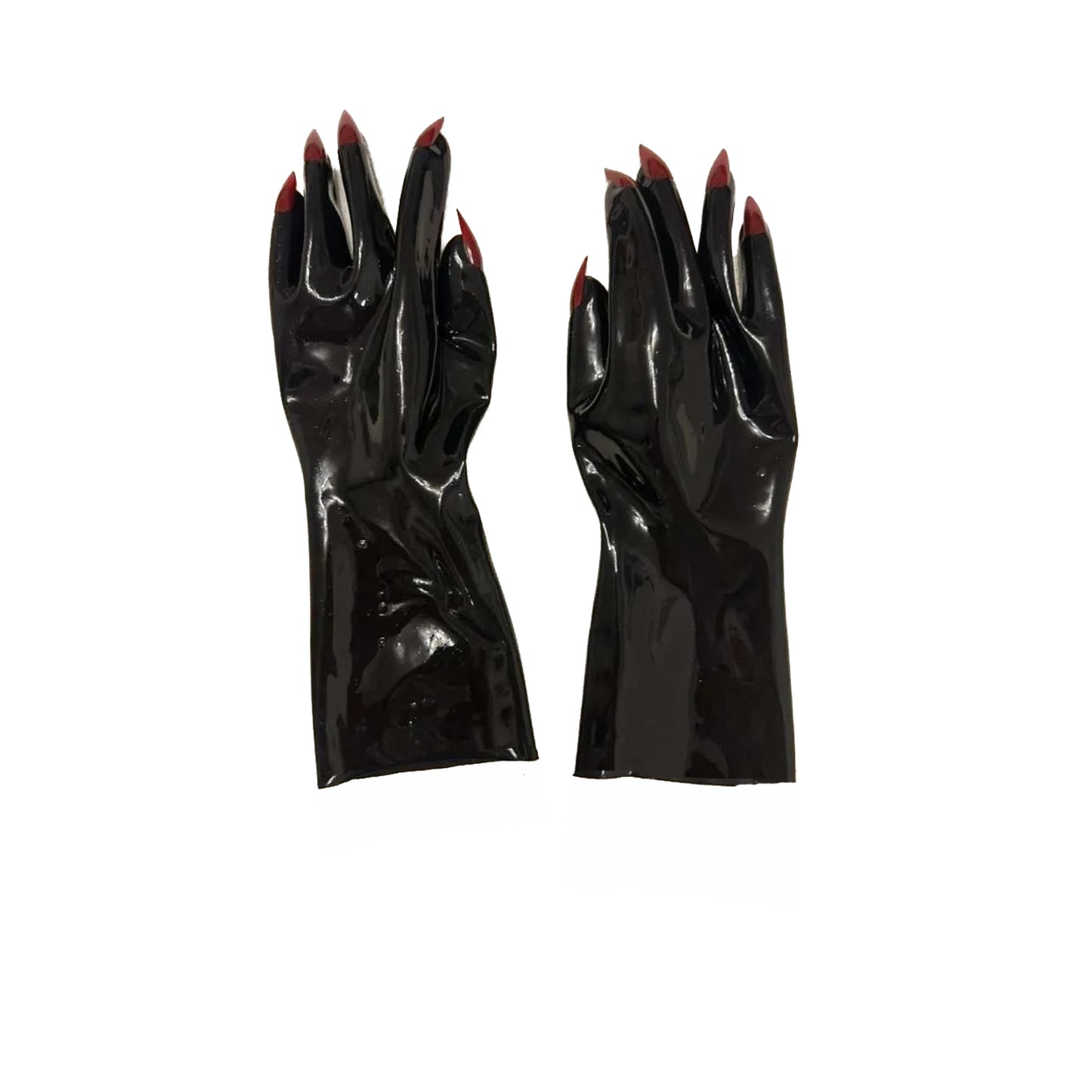 Unisex Black Latex Short Gloves With Nails