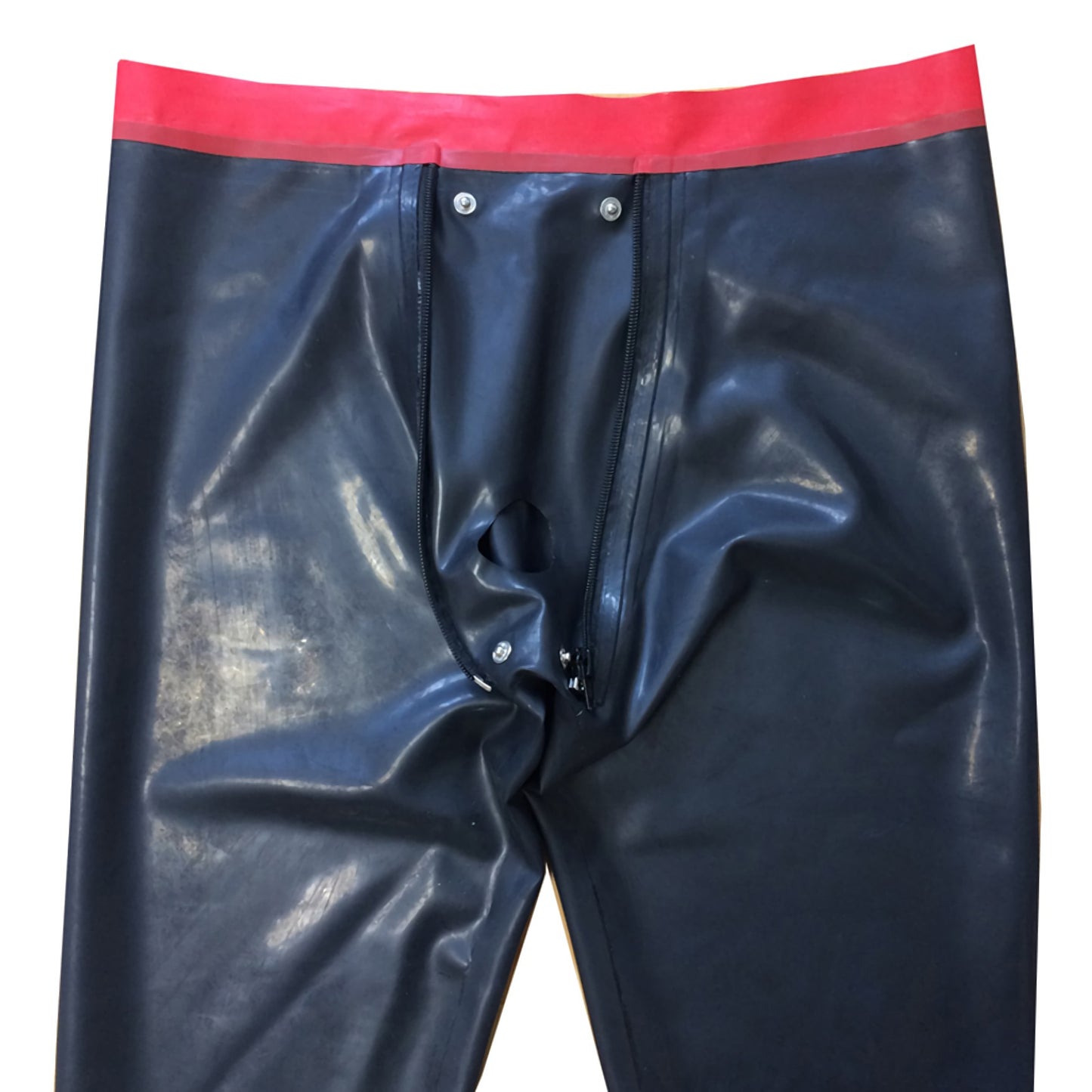 Men Attached Sock Latex Leggings Removable Front Crotch