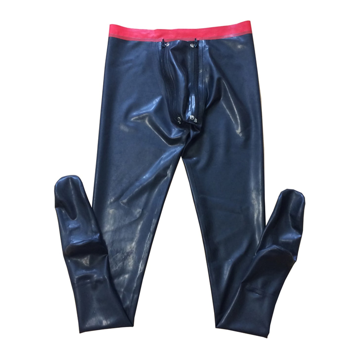 Men Attached Sock Latex Leggings Removable Front Crotch