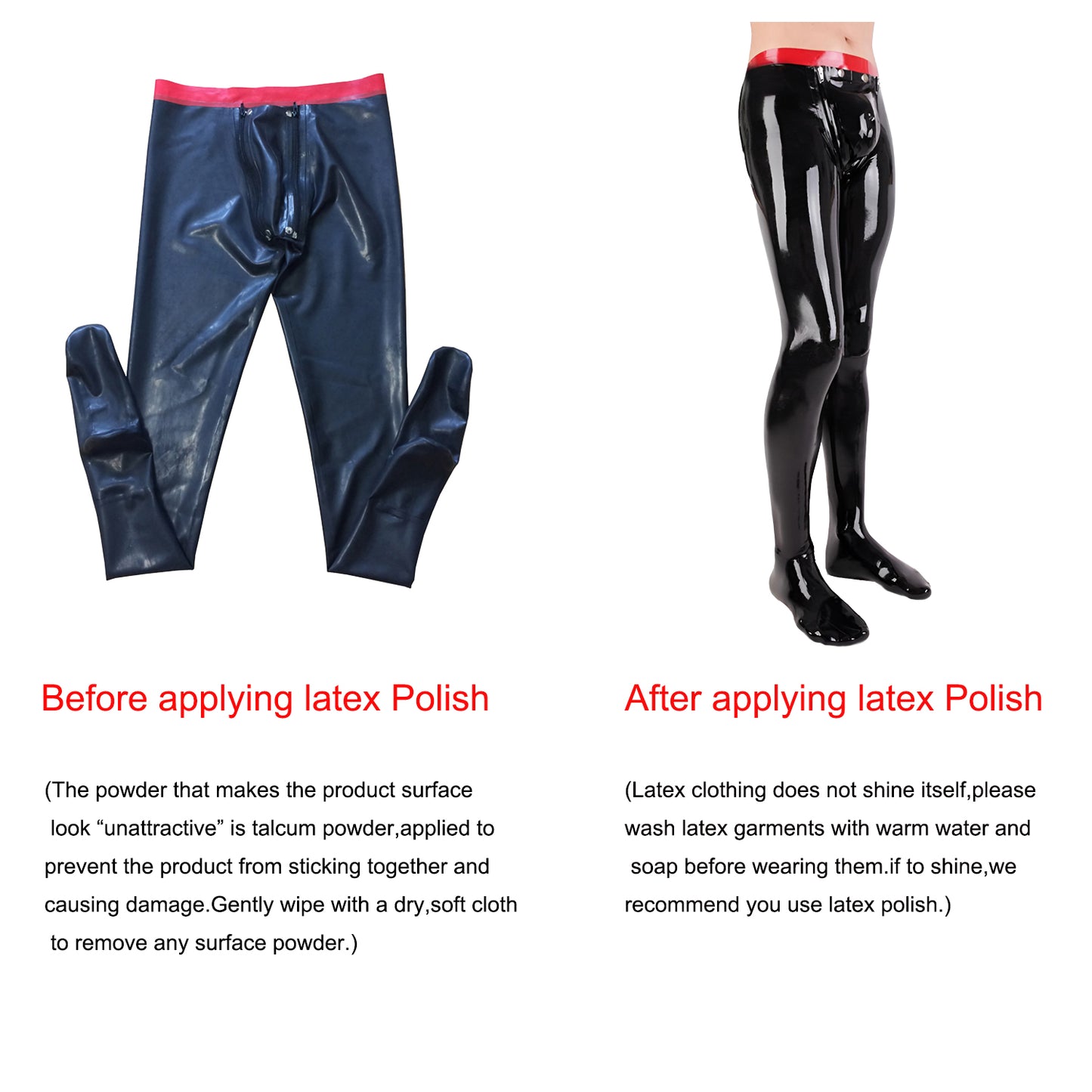 Men Attached Sock Latex Leggings Removable Front Crotch