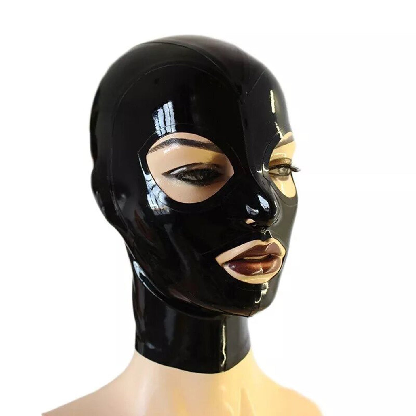 Black Back Zipper Handmade Latex Hood Mask