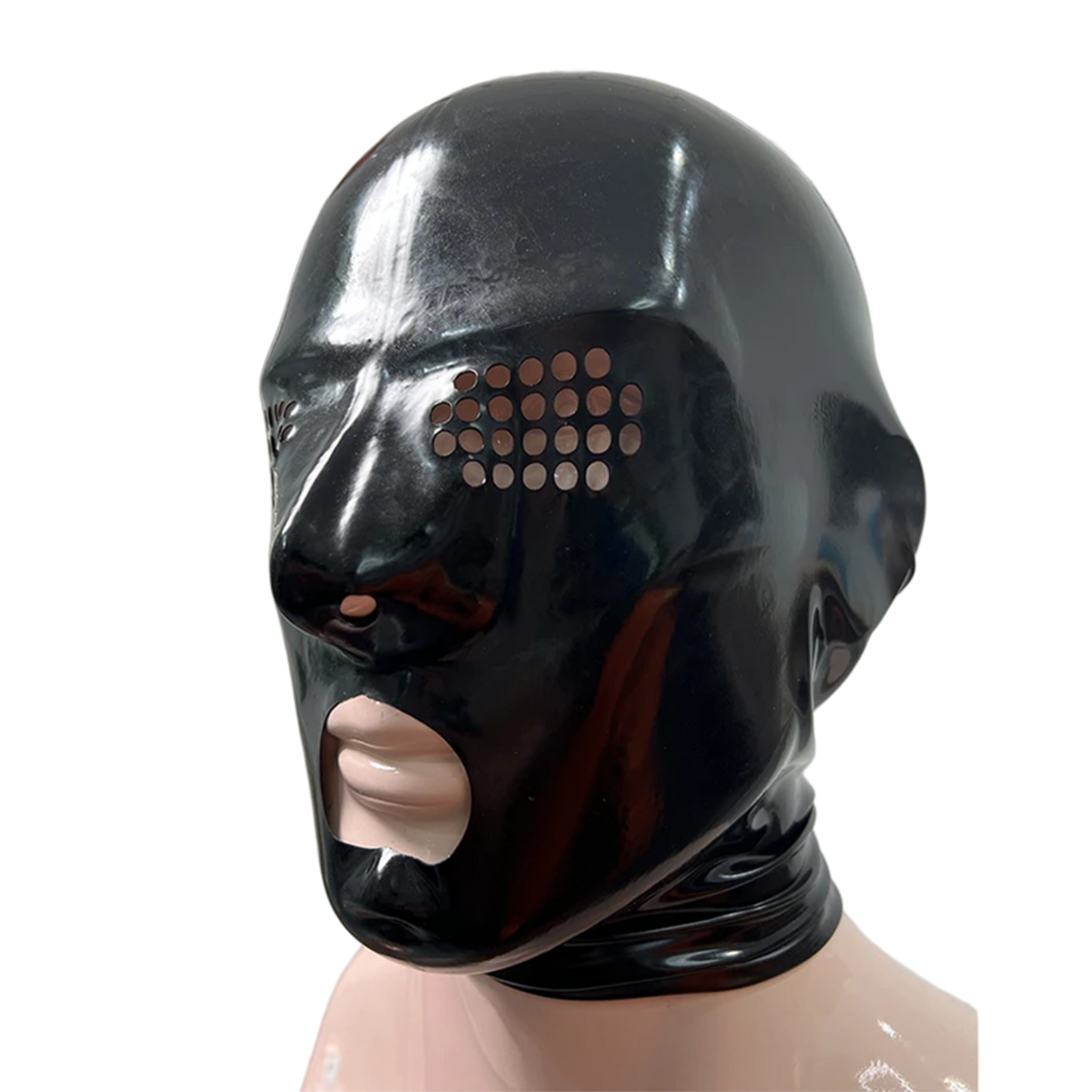Microporous Open Mouth Breathable Nostril Latex Hood Mask