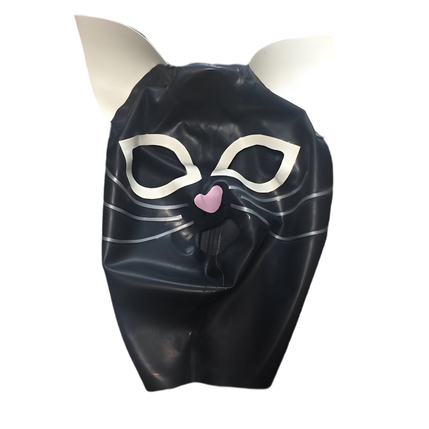 Handmade Latex Cat Face Hood Unisex Cosplay Head Mask