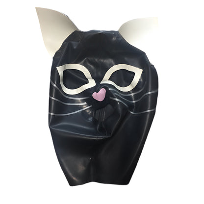 Handmade Latex Cat Face Hood Unisex Cosplay Head Mask