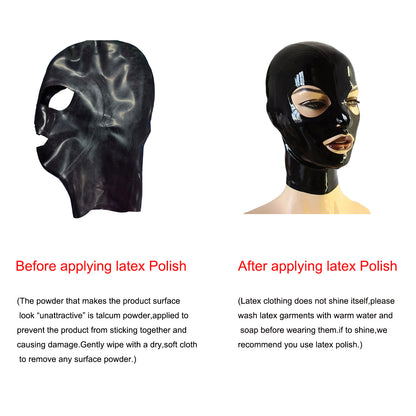 Black Back Zipper Handmade Latex Hood Mask