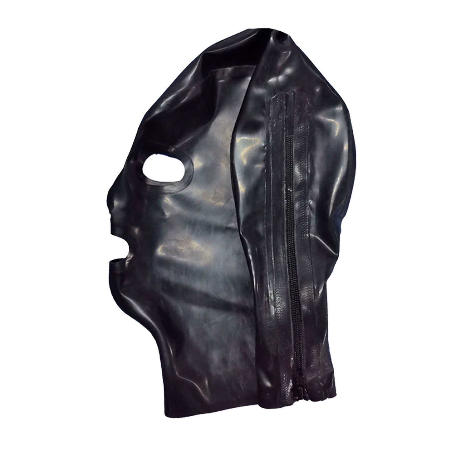 Single Top Hair Hole Back Zipper Latex Hood Mask