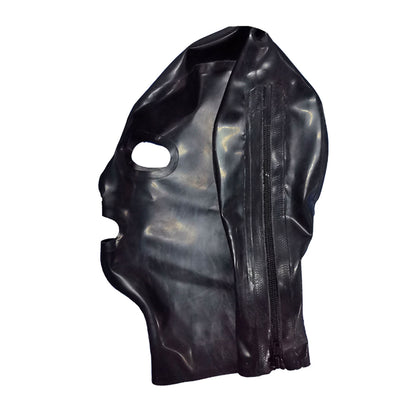 Single Top Hair Hole Back Zipper Latex Hood Mask