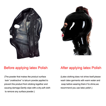 Single Top Hair Hole Back Zipper Latex Hood Mask