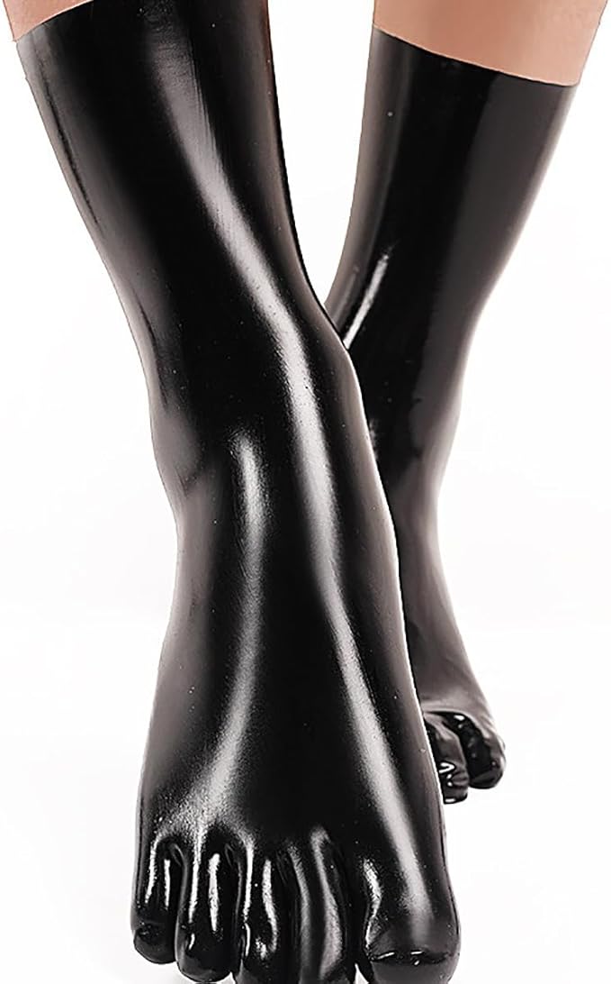 Latex Toe Socks for Clothing, Black Rubber Cosplay Party Socks