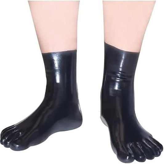 Black Latex Toe Socks Rubber Cosplay Party Accessories