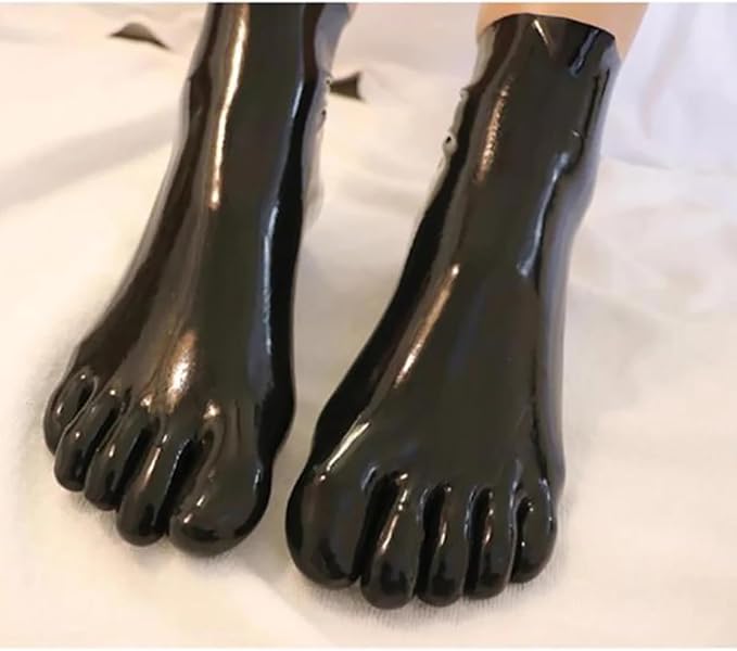 Latex Toe Socks for Clothing, Black Rubber Cosplay Party Socks