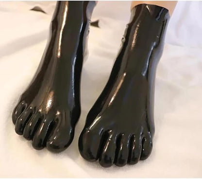 Latex Toe Socks for Clothing, Black Rubber Cosplay Party Socks