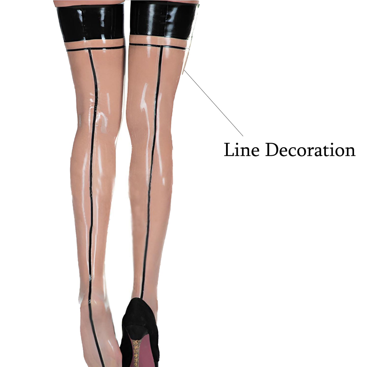 Transparent Latex Stockings Black Trim