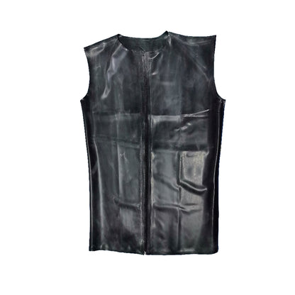 Men Crew Neck Front Zipper Latex Tank Top
