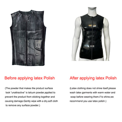 Men Crew Neck Front Zipper Latex Tank Top