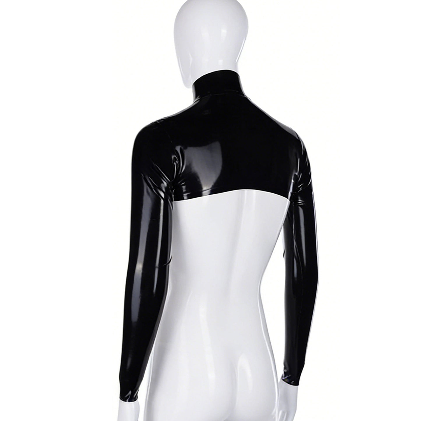 Men Latex Long Sleeve Front Zip Cropped Shrug