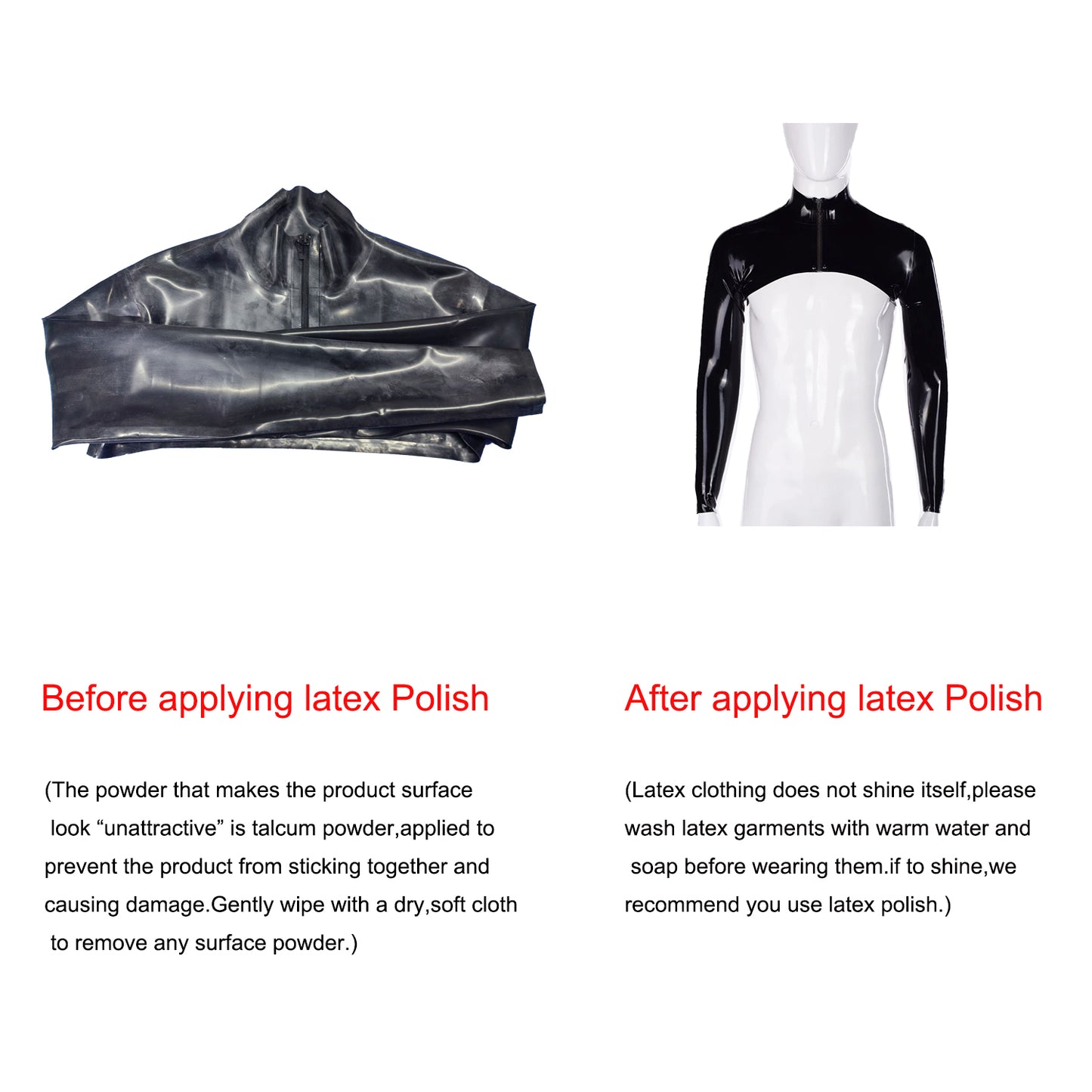 Men Latex Long Sleeve Front Zip Cropped Shrug