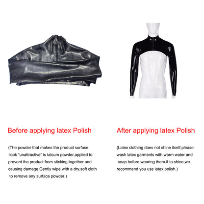 Men Latex Long Sleeve Front Zip Cropped Shrug