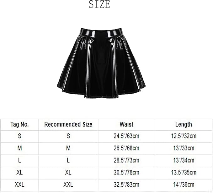 Black Fashion Latex Skirts for Women,Natural Rubber Latex Mini Skirt