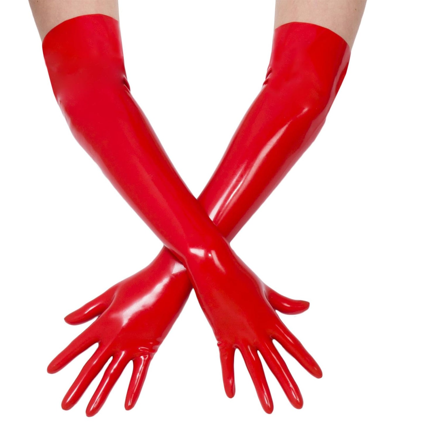 Fashion Red Long Latex Gloves, Natural Rubber Gloves